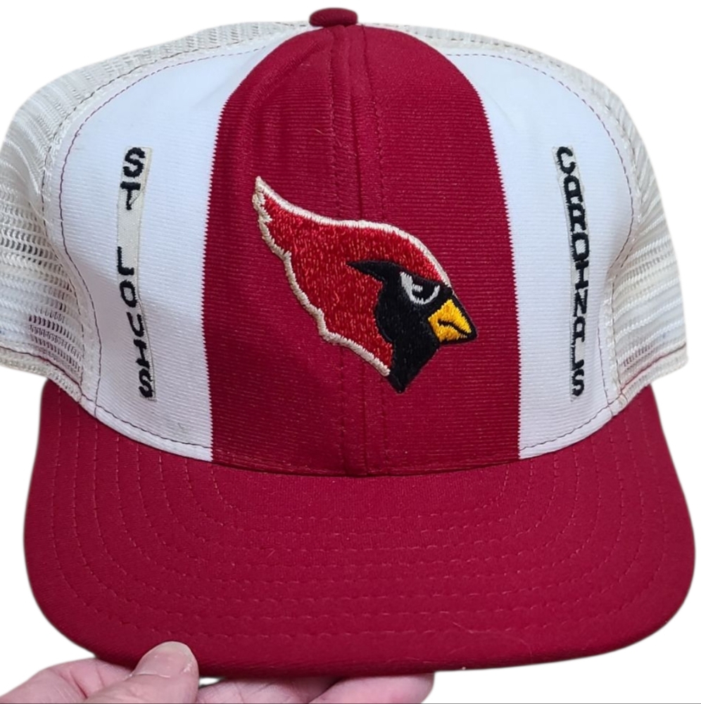 Vintage Lucky Stripes Snapback Trucker Hat St. Louis Cardinals Red and White Cap